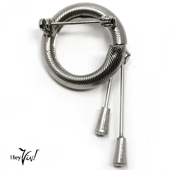 Vintage 50s Circle Pin w Pearl & Hanging Pendant Pieces - 1" Across - Hey Viv - Picture 2 of 5